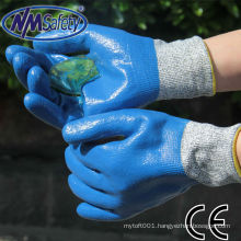 NMSAFETY cut resistant and chemical resistant blue gloves